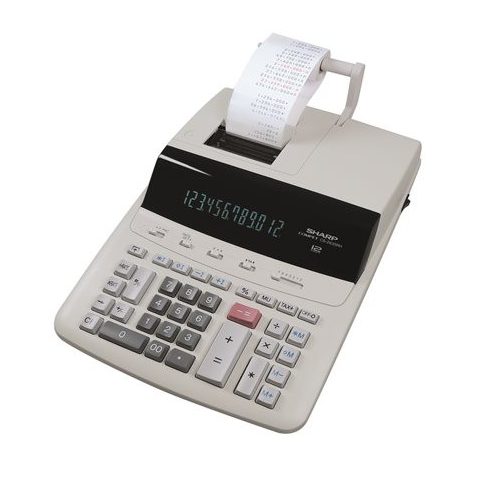 Számológép, szalagos, 12 számjegy, 2 színű nyomtató, SHARP "CS-2635RHGYSE"