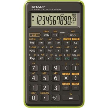   Számológép, tudományos, 146 funkció, SHARP "EL-501TBGR", fekete-zöld