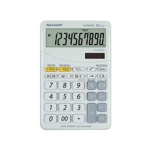 Számológép, asztali, 10 számjegy, SHARP "EL-M332", fehér