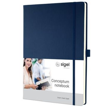   Jegyzetfüzet, exkluzív, A4, vonalas, 97 lap, keményfedeles, SIGEL "Conceptum", éjkék