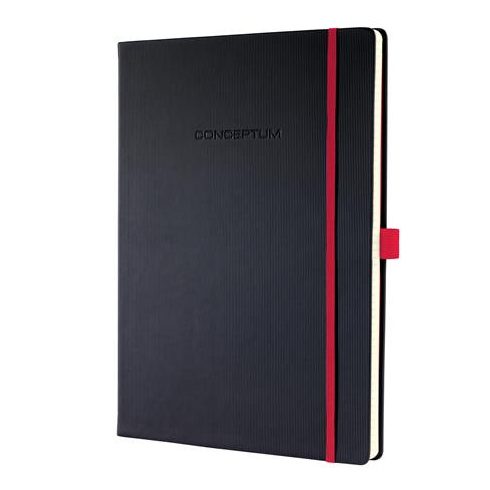 Jegyzetfüzet, exkluzív, A4, vonalas, 97 lap, keményfedeles, SIGEL "Conceptum Red Edition", fekete-piros