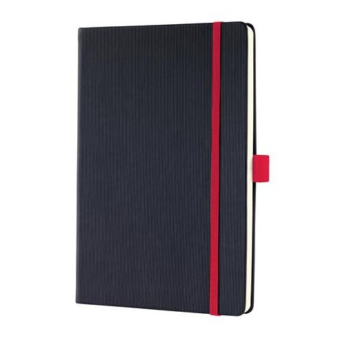 Jegyzetfüzet, exkluzív, A5, vonalas, 97 lap, keményfedeles, SIGEL "Conceptum Red Edition", fekete-piros