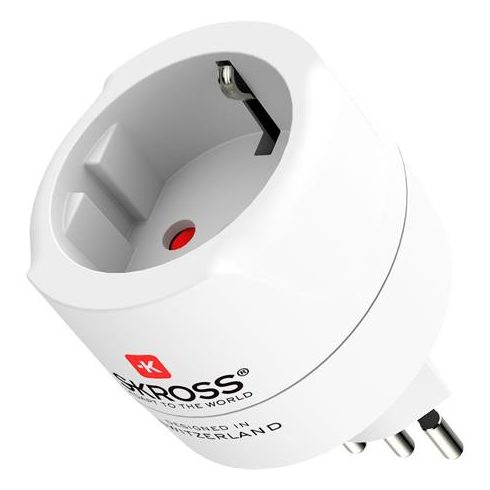 Adapter, Svájcba, Olaszországba, Brazíliába utazóknak, földelt, SKROSS