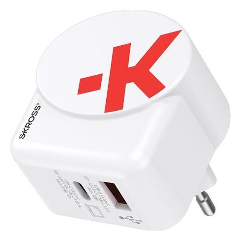 Hálózati töltő, 1xUSB-A, 1xUSB-C, PD, 65W, GaN, USB-C kábel, SKROSS