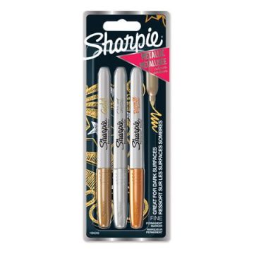   Alkoholos marker készlet, 1,4 mm, kúpos, SHARPIE "Metallic", 3 különböző szín