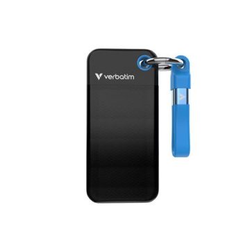   SSD (külső memória) 1TB, USB 3.2 Gen2, VERBATIM "Pocket SSD", fekete/kék