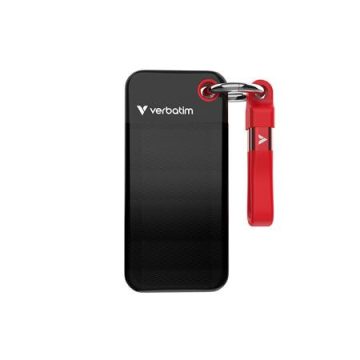   SSD (külső memória) 1TB, USB 3.2 Gen2, VERBATIM "Pocket SSD", fekete/piros