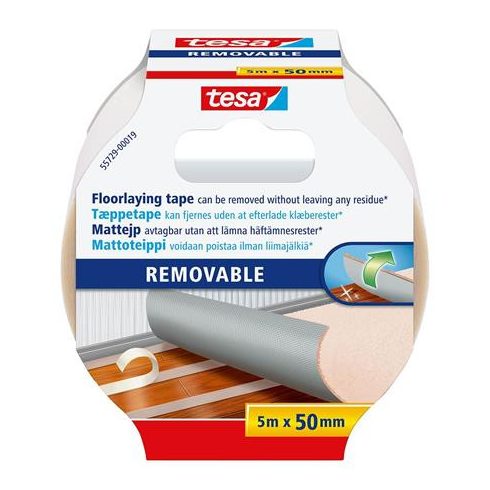 Ragasztószalag, kétoldalas, textilerősítésű, 50 mm x 5 m, TESA "Removable"