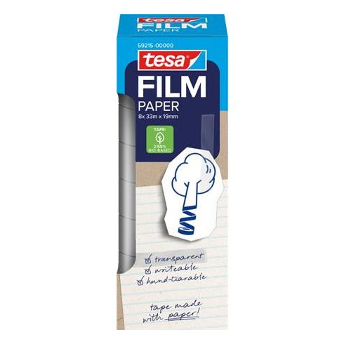 Ragasztószalag, írható, papír, 19 mm x 33 m, TESA "Tesafilm", átlátszó