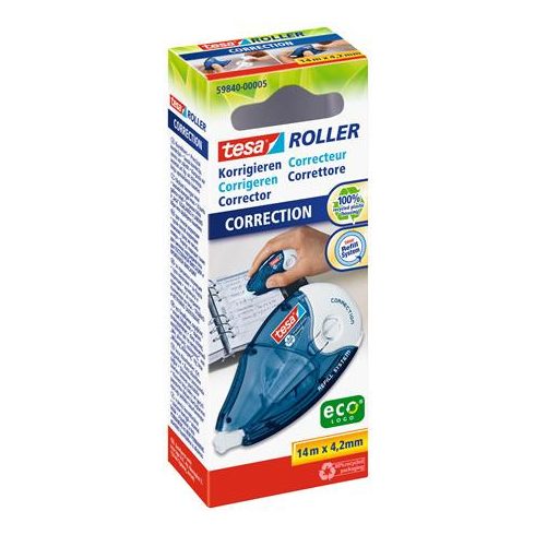 Hibajavító roller, 4,2 mm x 14 m, utántölthető, TESA "ecoLogo®"