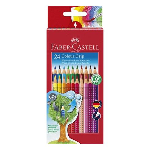 Színes ceruza készlet, háromszögletű, FABER-CASTELL "Grip 2001", 24 különböző szín