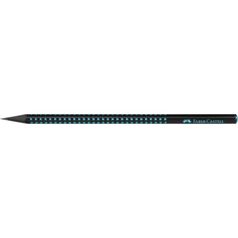 Grafitceruza, B, háromszögletű, FABER-CASTELL, "Sparkle Midnight", fekete/óceánkék