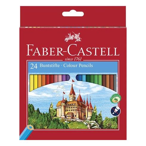 Színes ceruza készlet, hatszögletű, FABER-CASTELL "Classic", 24 különböző szín