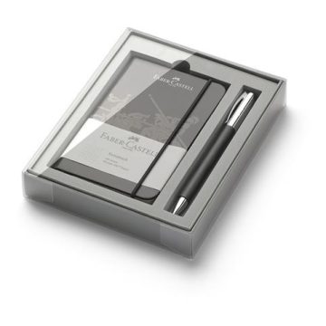   Golyóstoll és jegyzettömb szett, díszdoboz, FABER-CASTELL "Ambition", fekete
