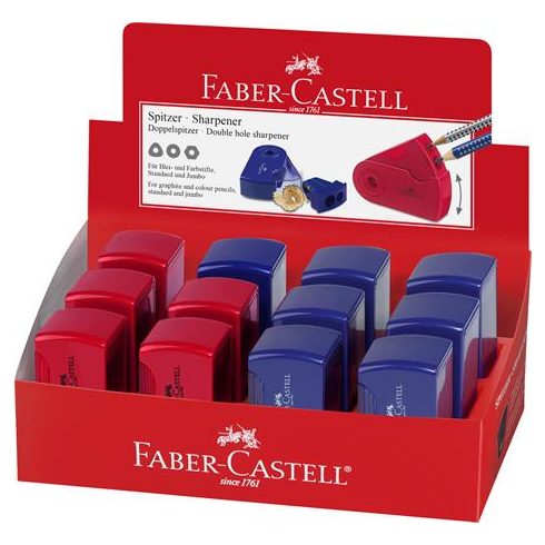 Hegyező display, kétlyukú, 2 tartályos, FABER-CASTELL, vegyes színek