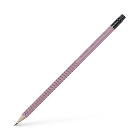 Grafitceruza, B, háromszögletű, radírral, FABER-CASTELL "Grip 2001", rózsaszín