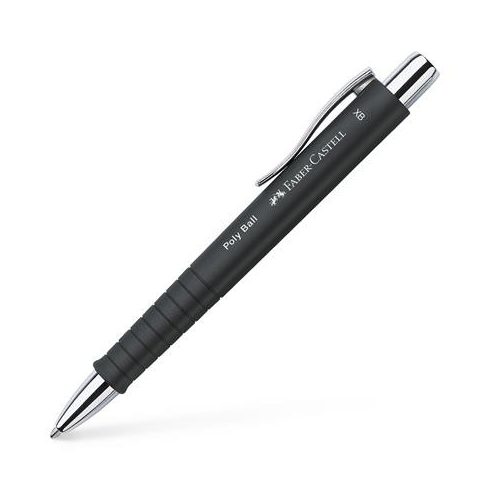 Golyóstoll, 0,7 mm, nyomógombos, feketek tolltest, FABER-CASTELL "Poly Ball", kék