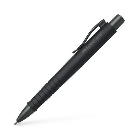 Golyóstoll, 0,7 mm, nyomógombos tolltest, fekete tolltest, FABER-CASTELL "Poly Ball Urban", kék