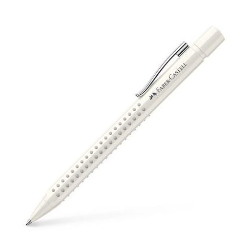 Golyóstoll, 0,5 mm, nyomógombos, fehér tolltest, FABER-CASTELLG "Grip 2010-M", kék