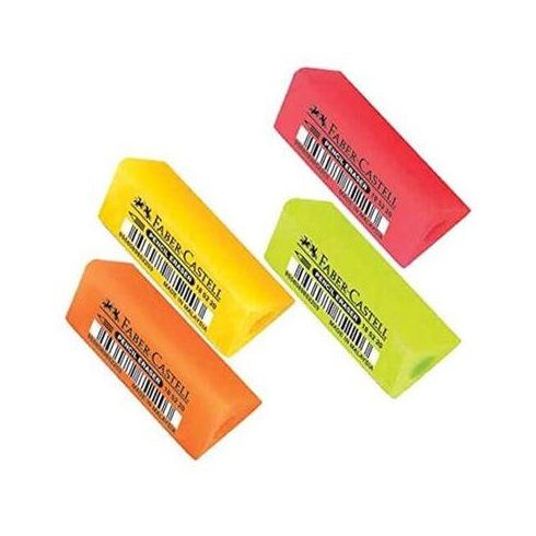 Radír, háromszögletű, FABER-CASTELL, 2 db vegyes neon színek