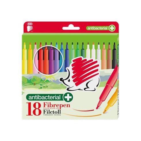 Filctoll készlet, 1 mm, antibakteriális, ICO "Süni 300", 18 különböző szín