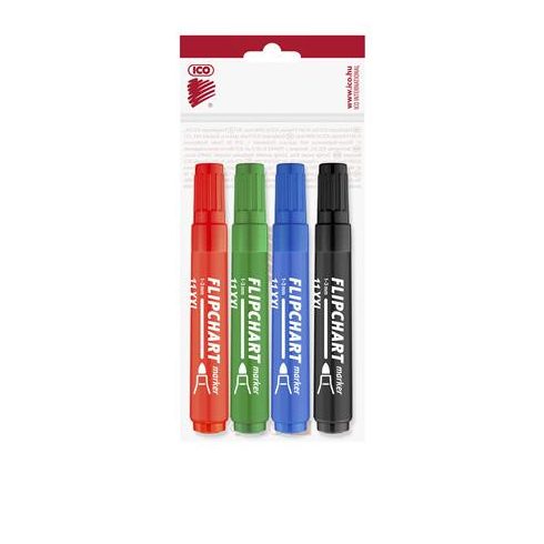 Flipchart marker készlet, 1-3 mm, kúpos, ICO "Artip 11 XXL", 4 különböző szín