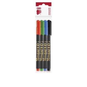   Alkoholos marker készlet, CD/DVD, 0,5 mm, ICO, 4 különböző szín
