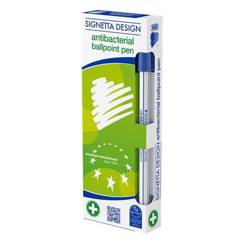 Golyóstoll 0,7 mm, kupakos, antibakteriális, ICO "Signetta", kék