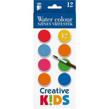   Vízfesték, 12 darabos, 28 mm, ICO "Creative Kids"