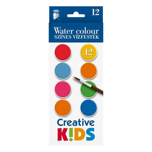 Vízfesték, 12 darabos, 28 mm, ICO "Creative Kids"