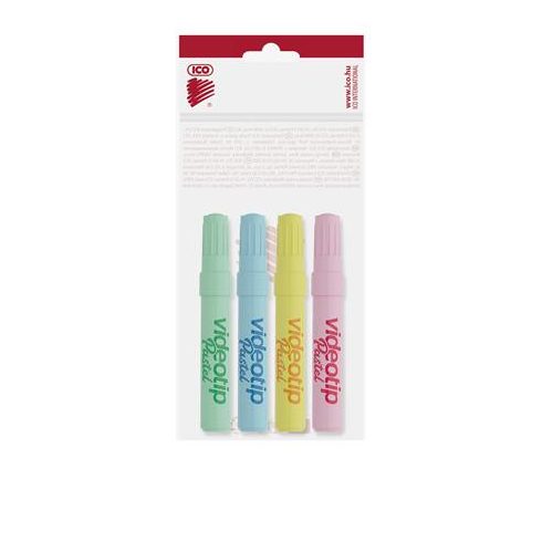 Szövegkiemelő készlet, 1-4 mm, ICO "Videotip", 4 különböző pasztell szín