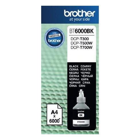 BT6000BK Tinta DCP T-300, 500W, 700W nyomtatókhoz, BROTHER, fekete, 6k