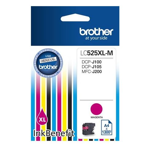 LC525XLM Tintapatron DCP-J100, J105 nyomtatóhoz, BROTHER, magenta, 1300 oldal