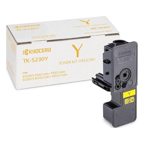 TK5230 Lézertoner M5521CDN, 5521CDW, P5021CDN, 5021CDW nyomtatókhoz, KYOCERA, sárga, 2,2k