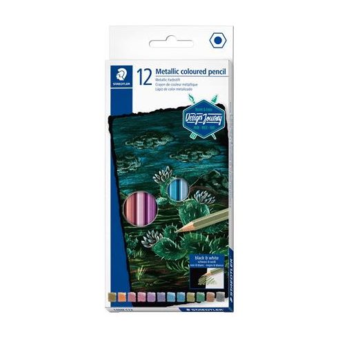 Színes ceruza készlet, hatszögletű, STAEDTLER® "146M", 12 különböző metál szín