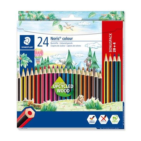 Színes ceruza készlet, hatszögletű, STAEDTLER "Noris Colour 185", 20+4 különböző szín