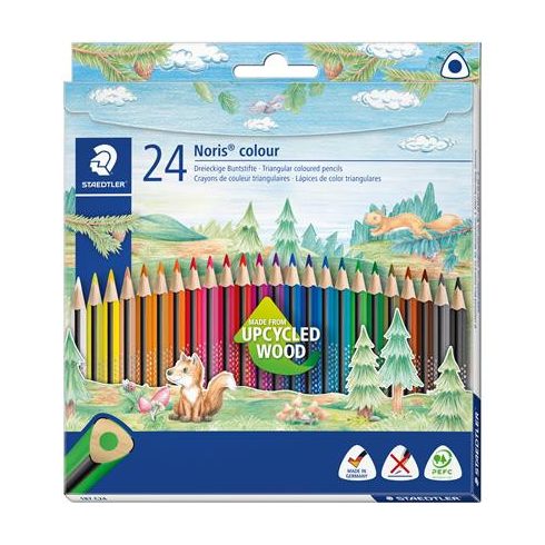 Színes ceruza készlet, háromszögletű, STAEDTLER "Noris Colour 187", 24 különböző szín