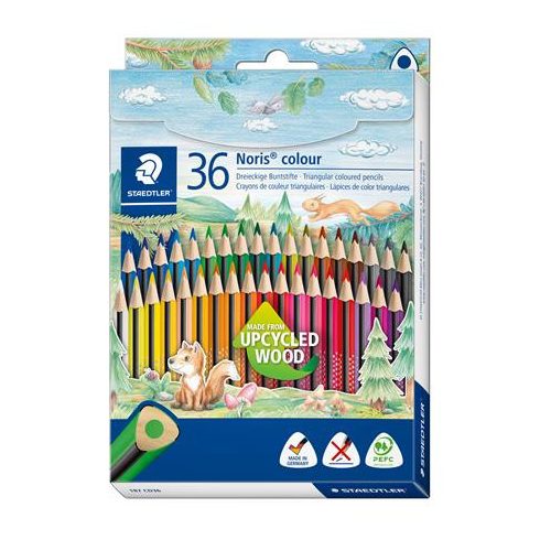 Színes ceruza készlet, háromszögletű, STAEDTLER "Noris Colour 187", 36 különböző szín