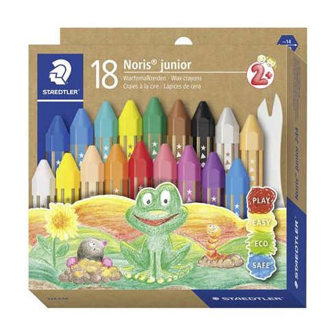 Zsírkréta, vastag, hatszögletű, STAEDTLER "Noris Junior 224", 18 különböző szín