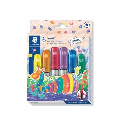 Zsírkréta, zselés, STAEDTLER "Noris 2390", 6 csillogó szín