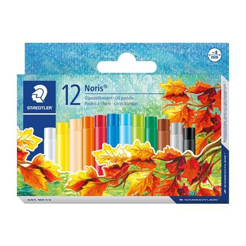 Olajpasztell kréta, STAEDTLER "Noris 241", 12 különböző szín