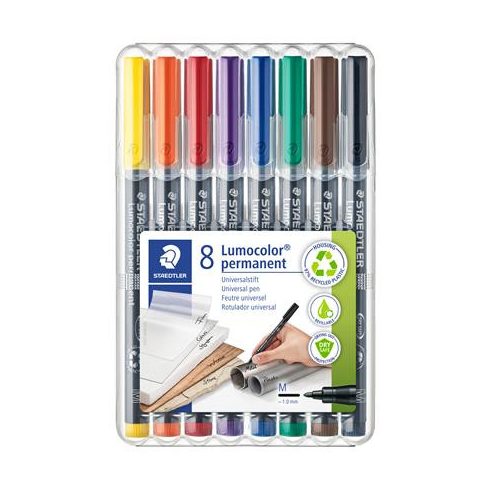 Alkoholos marker készlet, OHP, 1 mm, STAEDTLER "Lumocolor® 317 M", 8 különböző szín
