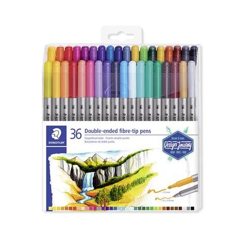 Rostirón készlet, 0,8/3,0 mm, kétvégű, STAEDTLER® "3200", 36 különböző szín