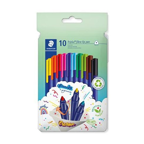 Filctoll készlet, 1 mm, STAEDTLER "Triplus 323", 10 különböző szín