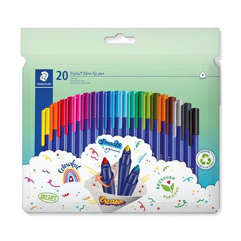 Filctoll készlet, 1 mm, STAEDTLER "Triplus 323", 20 különböző szín