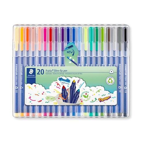Filctoll készlet, 1 mm, STAEDTLER "Triplus 323", 20 különböző szín