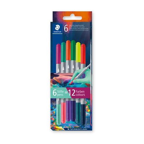 Rostirón készlet, 1/3 mm, kétvégű, kimosható, STAEDTLER® "3280", Multiverzum 1, 6 különböző szín
