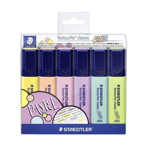 Szövegkiemelő készlet, 1-5 mm, STAEDTLER "Textsurfer Classic Pastel 364 C", 6 különböző szín