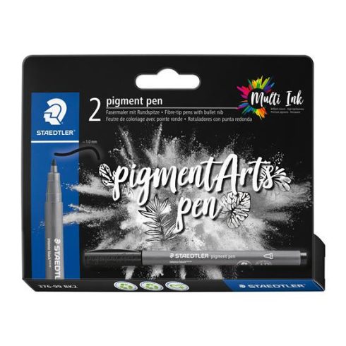 Filctoll, 1 mm, kúpos, 2 db, STAEDTLER® "Pigment pen 376", intenzív fekete
