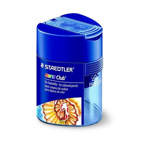 Hegyező, kétlyukú, tartályos, STAEDTLER "Noris 512 F", kék